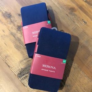 NWT Two Merona navy tights size M/T - 2 pair in each!